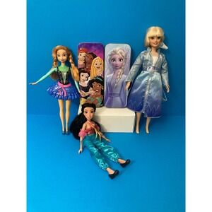 Disney Princess Doll Lot of 3 + Princess Metal Storage Tins •Mixed Fashion Set